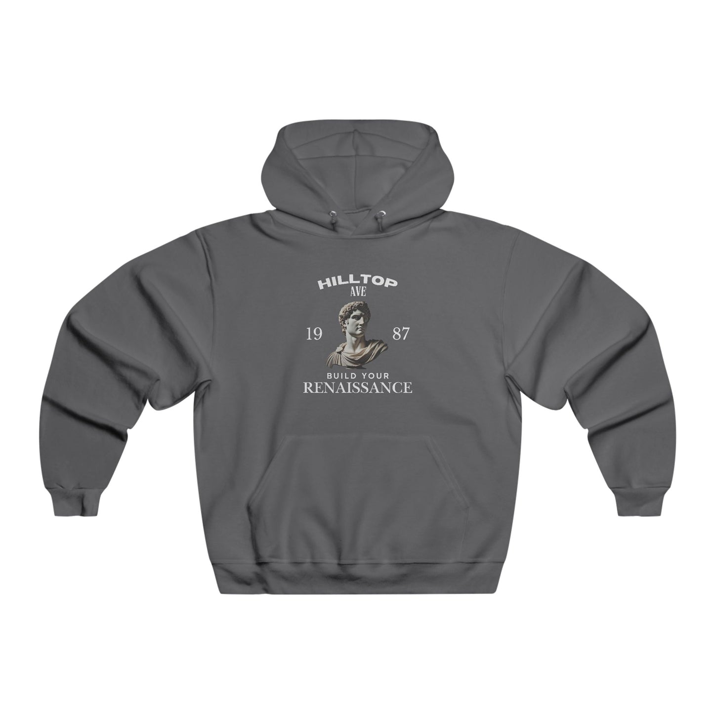 Men's Motivational Hooded Sweatshirt - "Build Your Renaissance" & "Genius Doesn't Work 9 to 5"