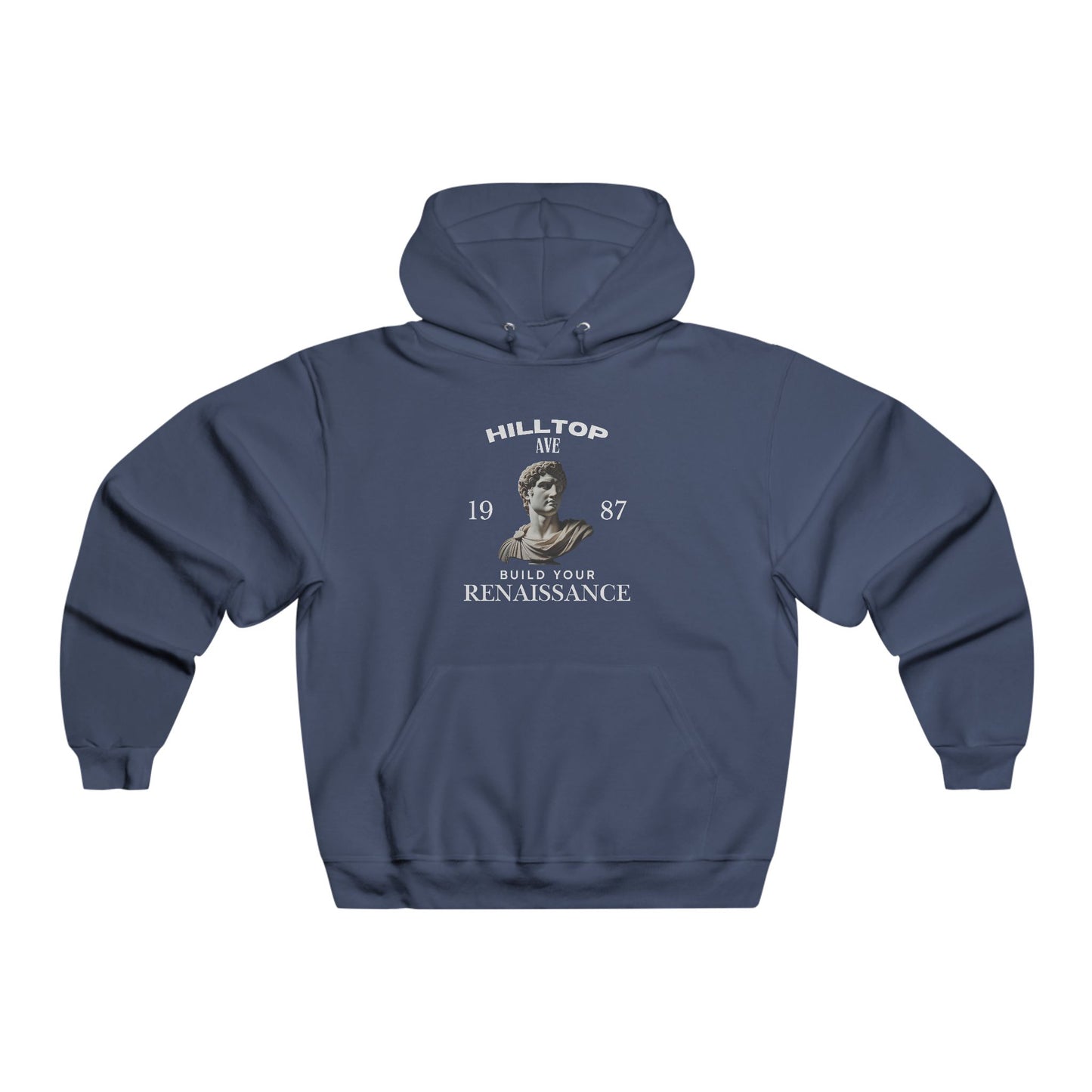 Men's Motivational Hooded Sweatshirt - "Build Your Renaissance" & "Genius Doesn't Work 9 to 5"