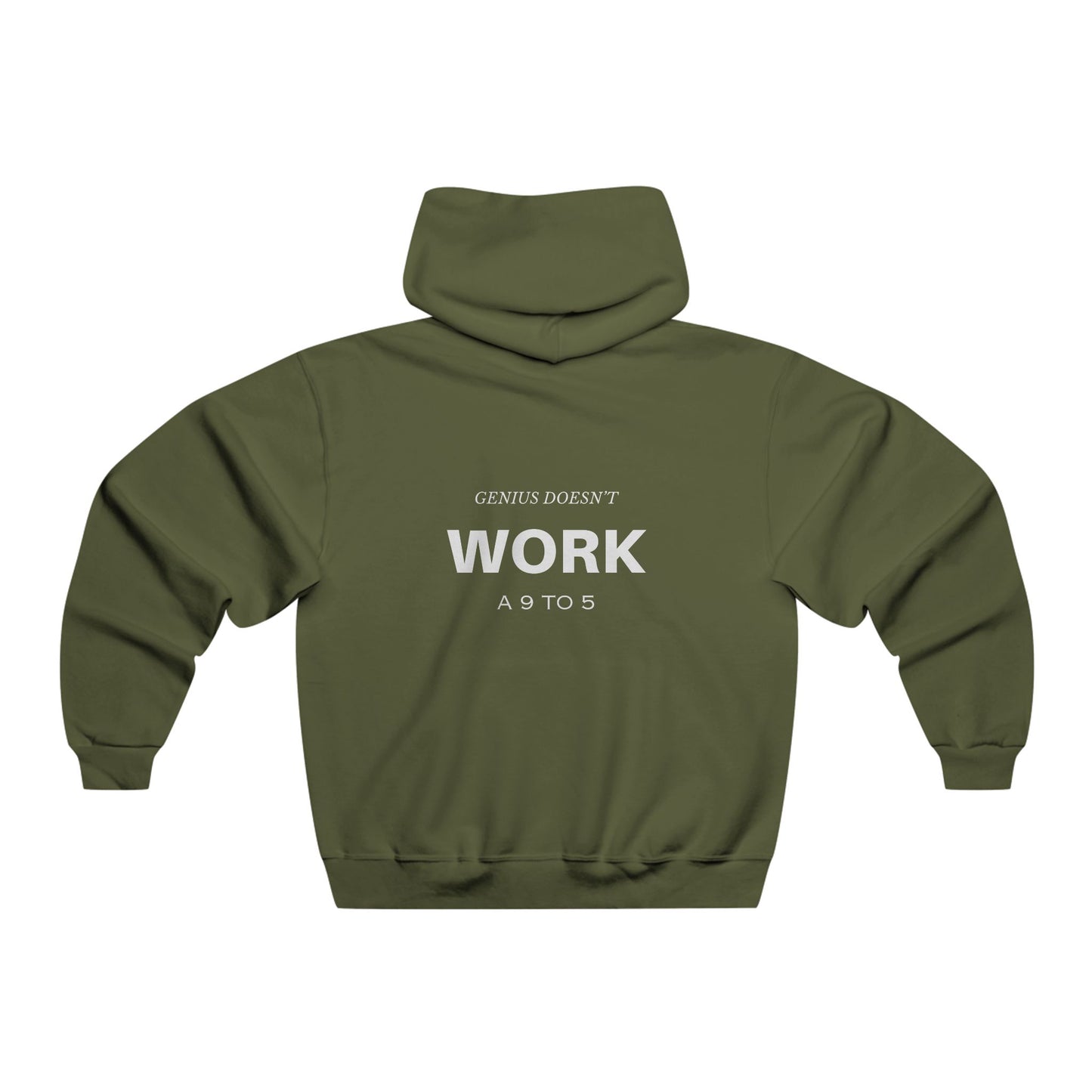 Men's Motivational Hooded Sweatshirt - "Build Your Renaissance" & "Genius Doesn't Work 9 to 5"